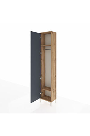 Arges Dolap 2 Raflı Tek Kapaklı Tek Askılı 44x30x221 Çam-Antrasit