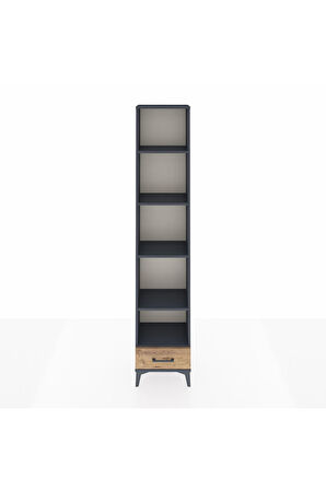 Arges Dolap 5 Raflı Tek Çekmeceli 44x30x221 Antrasit-Çam