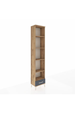 Arges Dolap 5 Raflı Tek Çekmeceli 44x30x221 Çam-Antrasit