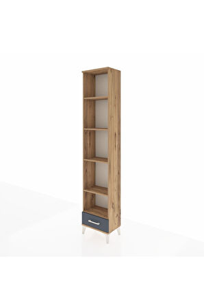 Arges Dolap 5 Raflı Tek Çekmeceli 44x30x221 Çam-Antrasit