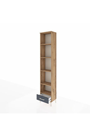Arges Dolap 5 Raflı Tek Çekmeceli 44x30x221 Çam-Antrasit