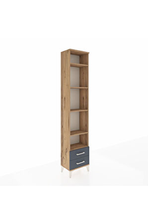 Arges Dolap 5 Raflı 2 Çekmeceli 44x30x221 Çam-Antrasit