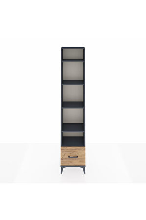 Arges Dolap 5 Raflı Tek Çekmeceli 44x30x221 Antrasit-Çam