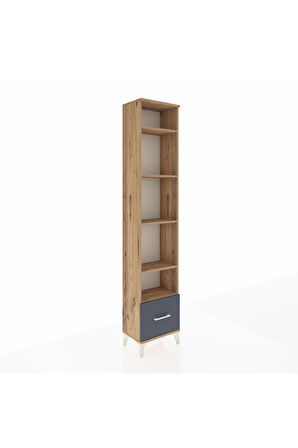 Arges Dolap 5 Raflı Tek Çekmeceli 44x30x221 Çam-Antrasit