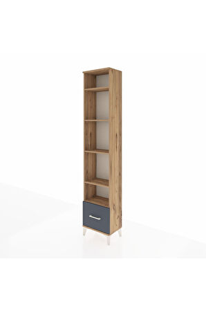 Arges Dolap 5 Raflı Tek Çekmeceli 44x30x221 Çam-Antrasit