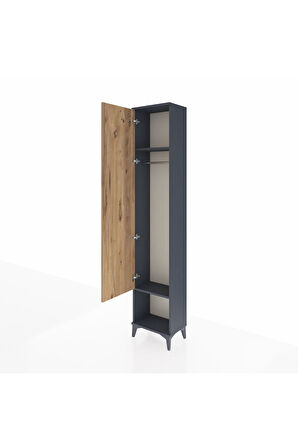 Arges Dolap 2 Raflı Tek Kapaklı Tek Askılı 44x30x221 Antrasit-Çam