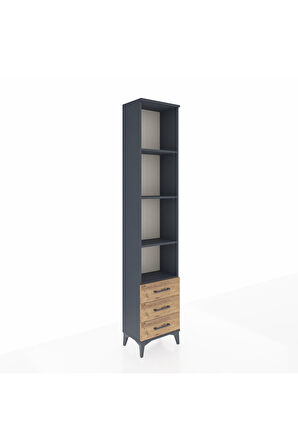 Arges Dolap 4 Raflı 3 Çekmeceli 44x30x221 Antrasit-Çam