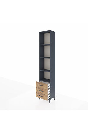 Arges Dolap 4 Raflı 3 Çekmeceli 44x30x221 Antrasit-Çam
