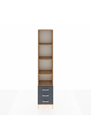 Arges Dolap 4 Raflı 3 Çekmeceli 44x30x221 Çam-Antrasit