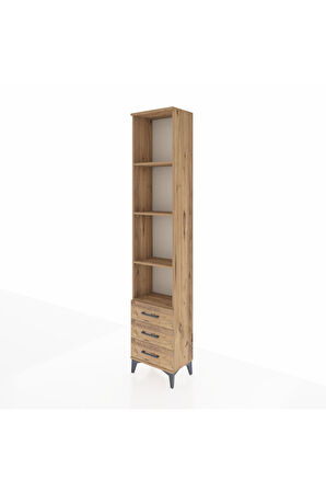 Arges Dolap 4 Raflı 3 Çekmeceli 44x30x221 Çam-Çam