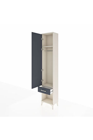 Arges Dolap 2 Raflı Tek Çekmeceli Tek Askılı 44x30x221 Aytaşı-Antrasit