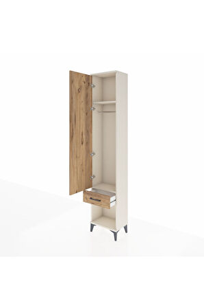 Arges Dolap 2 Raflı Tek Çekmeceli Tek Askılı 44x30x221 Aytaşı-Çam