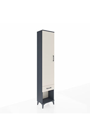 Arges Dolap 2 Raflı Tek Çekmeceli Tek Askılı 44x30x221 Antrasit-Aytaşı