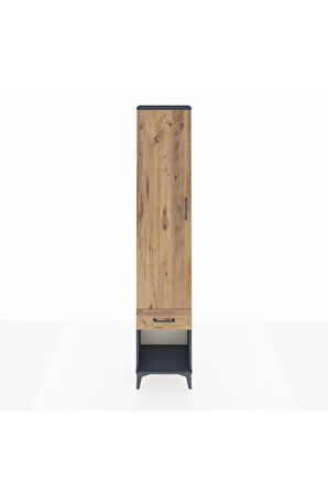 Arges Dolap 2 Raflı Tek Çekmeceli Tek Askılı 44x30x221 Antrasit-Çam