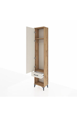 Arges Dolap 2 Raflı Tek Çekmeceli Tek Askılı 44x30x221 Çam-Aytaşı