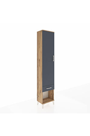 Arges Dolap 2 Raflı Tek Çekmeceli Tek Askılı 44x30x221 Çam-Antrasit