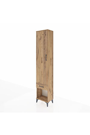 Arges Dolap 2 Raflı Tek Çekmeceli Tek Askılı 44x30x221 Çam-Çam