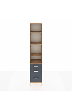 Arges Dolap 4 Raflı 3 Çekmeceli 44x30x221 Çam-Antrasit