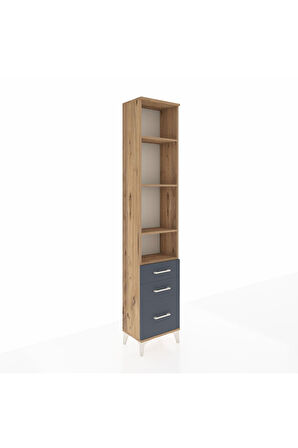 Arges Dolap 4 Raflı 3 Çekmeceli 44x30x221 Çam-Antrasit