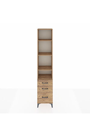 Arges Dolap 4 Raflı 3 Çekmeceli 44x30x221 Çam-Çam