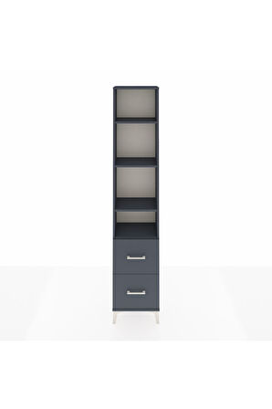 Arges Dolap 4 Raflı 2 Çekmeceli 44x30x221 Antrasit-Antrasit