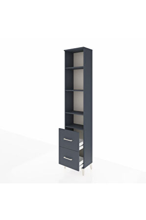 Arges Dolap 4 Raflı 2 Çekmeceli 44x30x221 Antrasit-Antrasit