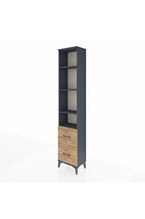 Arges Dolap 4 Raflı 2 Çekmeceli 44x30x221 Antrasit-Çam