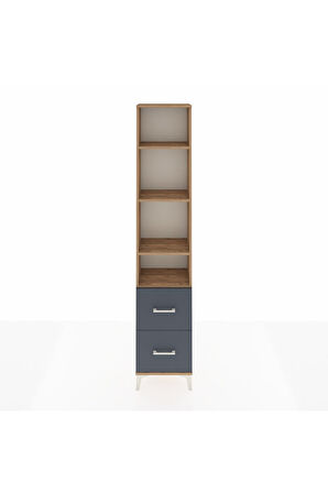 Arges Dolap 4 Raflı 2 Çekmeceli 44x30x221 Çam-Antrasit