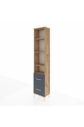 Arges Dolap 4 Raflı 2 Çekmeceli 44x30x221 Çam-Antrasit