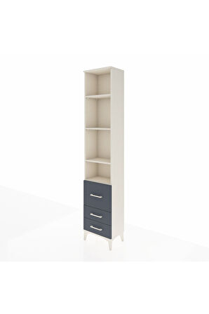 Arges Dolap 4 Raflı 3 Çekmeceli 44x30x221 Aytaşı-Antrasit
