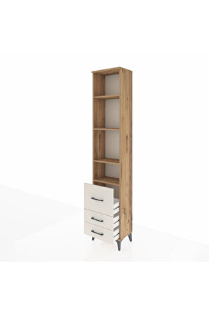 Arges Dolap 4 Raflı 3 Çekmeceli 44x30x221 Çam-Aytaşı