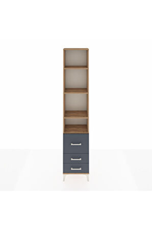 Arges Dolap 4 Raflı 3 Çekmeceli 44x30x221 Çam-Antrasit