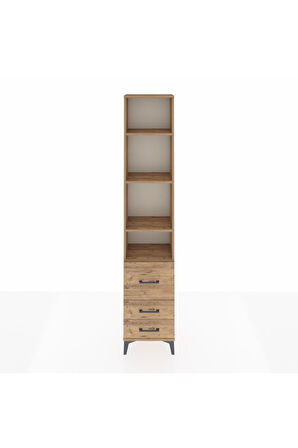 Arges Dolap 4 Raflı 3 Çekmeceli 44x30x221 Çam-Çam