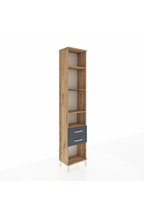 Arges Dolap 4 Raflı 2 Çekmeceli 44x30x221 Çam-Antrasit