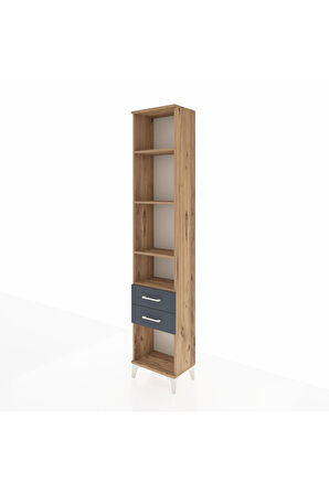 Arges Dolap 4 Raflı 2 Çekmeceli 44x30x221 Çam-Antrasit