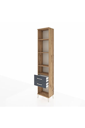 Arges Dolap 4 Raflı 2 Çekmeceli 44x30x221 Çam-Antrasit