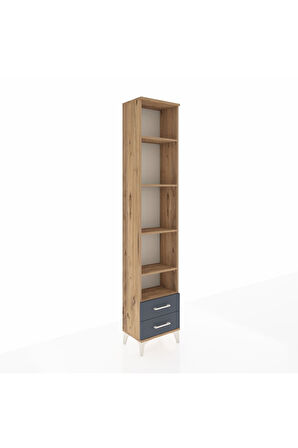 Arges Dolap 5 Raflı 2 Çekmeceli 44x30x221 Çam-Antrasit