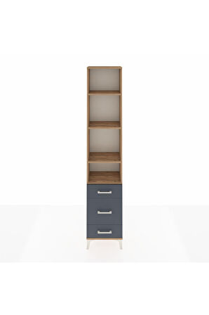 Arges Dolap 4 Raflı 3 Çekmeceli 44x30x221 Çam-Antrasit