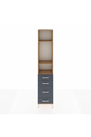 Arges Dolap 3 Raflı 4 Çekmeceli 44x30x221 Çam-Antrasit