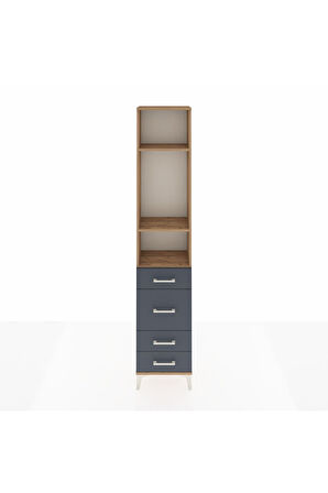 Arges Dolap 3 Raflı 4 Çekmeceli 44x30x221 Çam-Antrasit