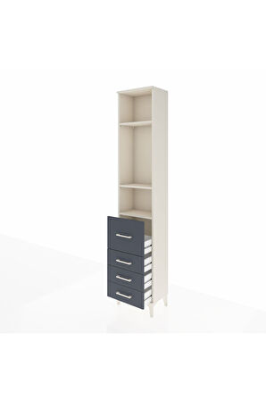 Arges Dolap 3 Raflı 4 Çekmeceli 44x30x221 Aytaşı-Antrasit