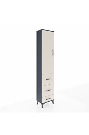 Arges Dolap 3 Raflı 3 Çekmeceli Tek Kapaklı 44x30x221 Antrasit-Aytaşı
