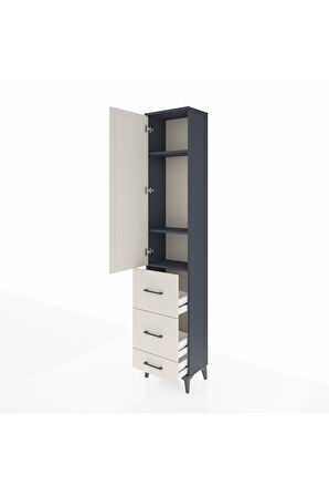 Arges Dolap 3 Raflı 3 Çekmeceli Tek Kapaklı 44x30x221 Antrasit-Aytaşı