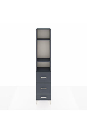Arges Dolap 3 Raflı 3 Çekmeceli 44x30x221 Antrasit-Antrasit