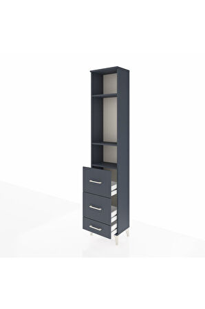 Arges Dolap 3 Raflı 3 Çekmeceli 44x30x221 Antrasit-Antrasit