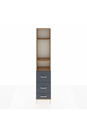 Arges Dolap 3 Raflı 3 Çekmeceli 44x30x221 Çam-Antrasit