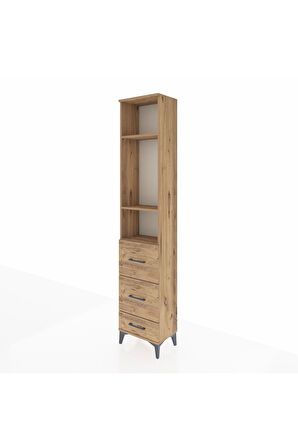 Arges Dolap 3 Raflı 3 Çekmeceli 44x30x221 Çam-Çam