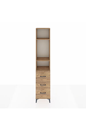 Arges Dolap 3 Raflı 3 Çekmeceli 44x30x221 Çam-Çam