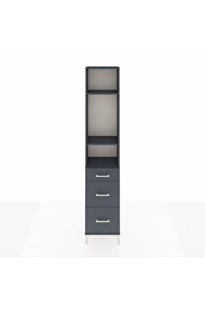 Arges Dolap 3 Raflı 3 Çekmeceli 44x30x221 Antrasit-Antrasit