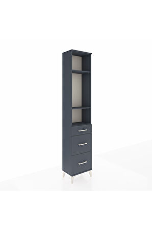 Arges Dolap 3 Raflı 3 Çekmeceli 44x30x221 Antrasit-Antrasit